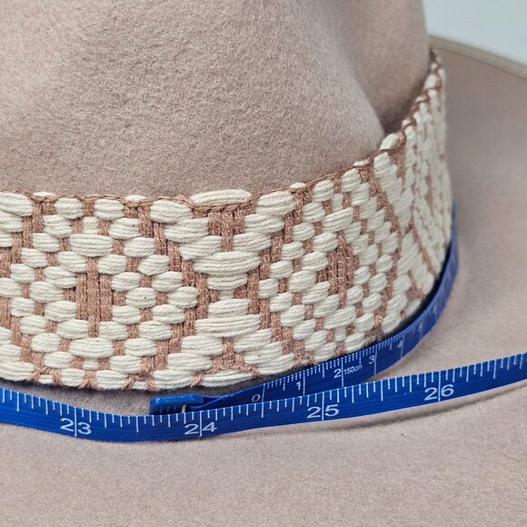 Olive & Pique Ella Wool Felt Gambler Flat Brim Western Hat with Aztec Band‎ OS - Picture 7 of 16